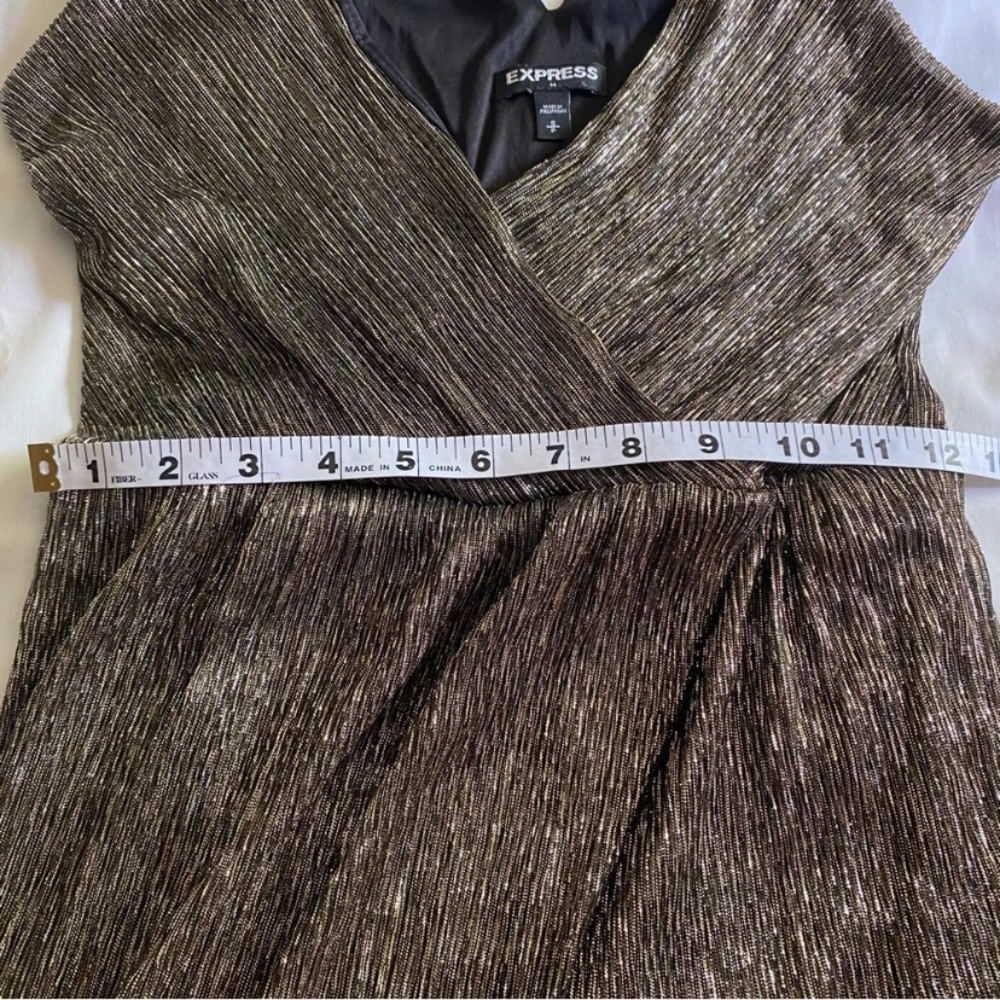 Express Shimmer Mini black and gold V Neck layered party dress Size S - Picture 9 of 9